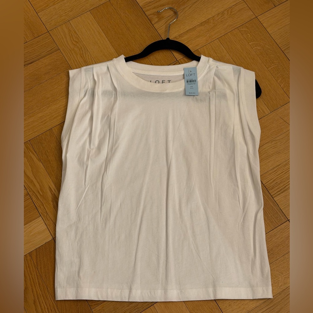 NWT XSP LOFT White Petite Pleated Muscle Tee